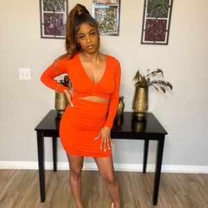 Orange Fitted Dress